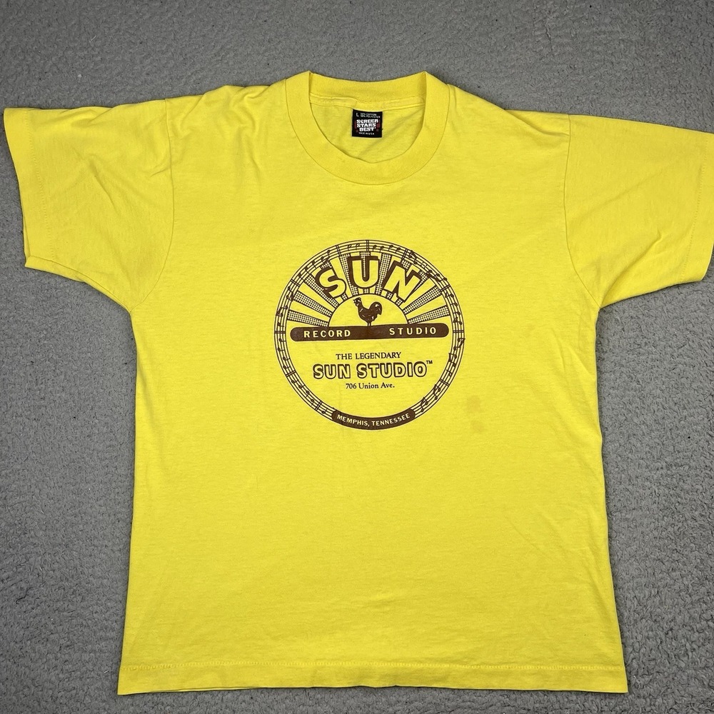Vintage 80's Sun Studio‎ Record Company Promo T-Shirt Size Large Screen Stars